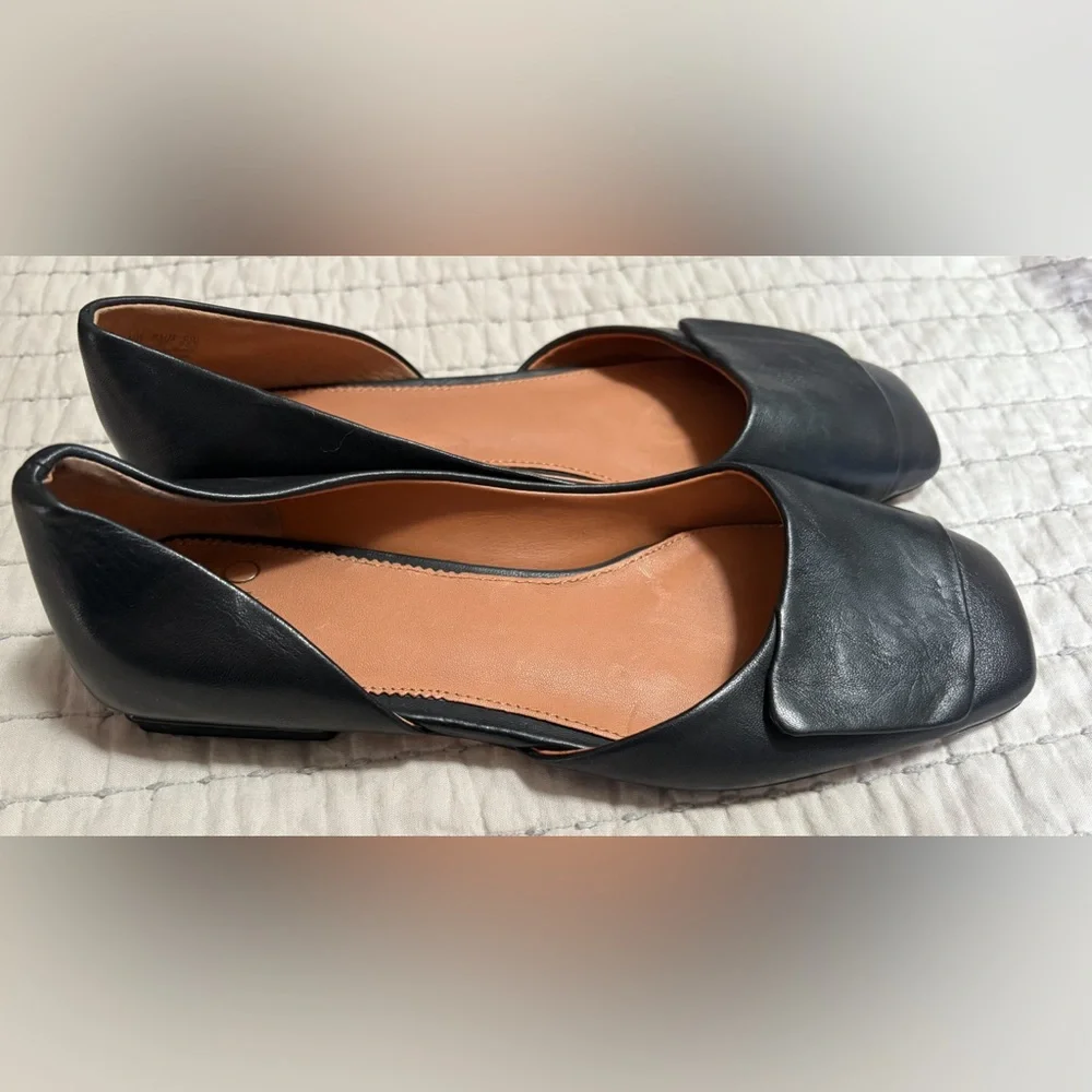 Franco Sarto‎ Elegant Black Tracy Leather Flats Size 7 EUC